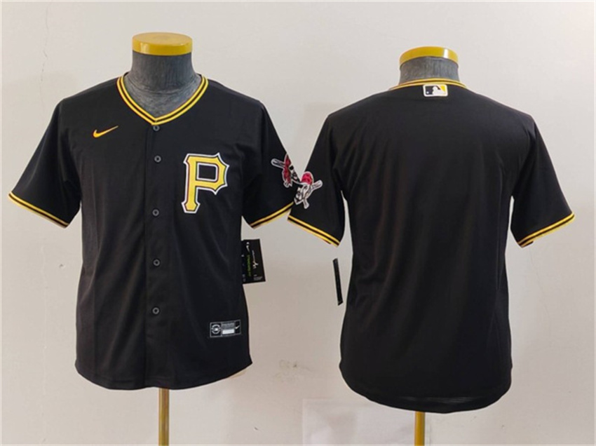 Youth Black Pittsburgh Pirates Blank Cool Base Stitched Baseball Jersey